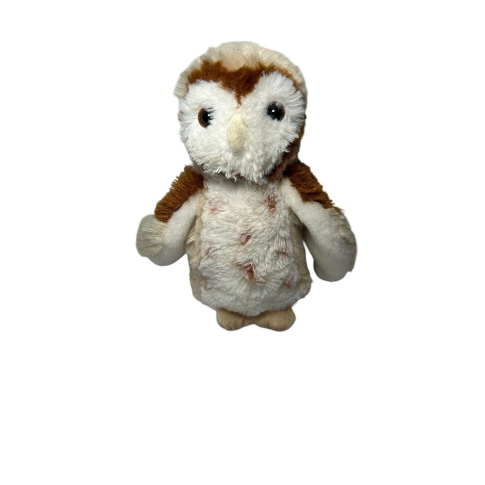 Douglas Cuddle Toy Realistic Cream & Tan Barn Owl Plush Stuffed Animal 7" EUC